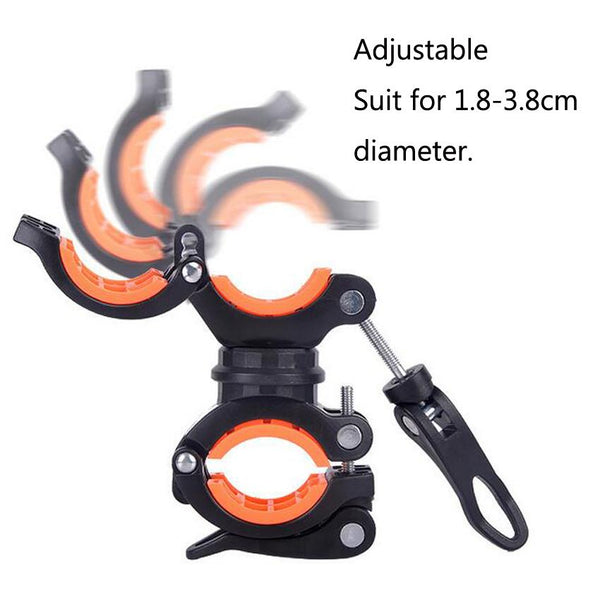 360 Degree Rotation Cycling Bike Flashlight Holder Bicycle Light Torch Mount LED Head Front Light Holder Clip Bike Light Holder