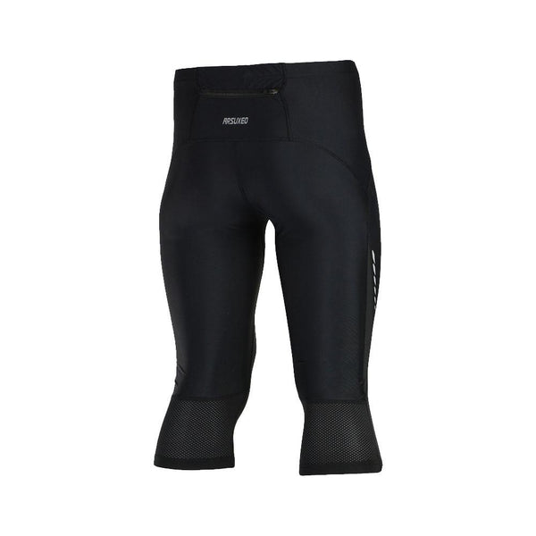 ARSUXEO Stretch Breathable Quick-Drying Compression Shorts Men's Cycling Running Tights Bike Riding Shorts 3/4 Length Pants