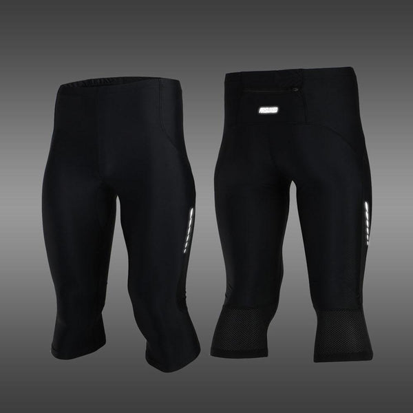 ARSUXEO Stretch Breathable Quick-Drying Compression Shorts Men's Cycling Running Tights Bike Riding Shorts 3/4 Length Pants