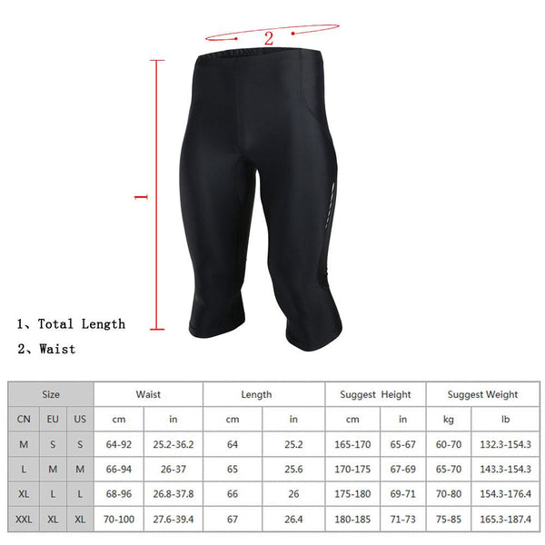 ARSUXEO Stretch Breathable Quick-Drying Compression Shorts Men's Cycling Running Tights Bike Riding Shorts 3/4 Length Pants