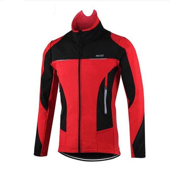 ARSUXEO Thermal Fleece Cycling Jacket Windproof Warmer Bike Jacket Sport Cycling Jersey Clothing Jacket Bicycle Sports Coat