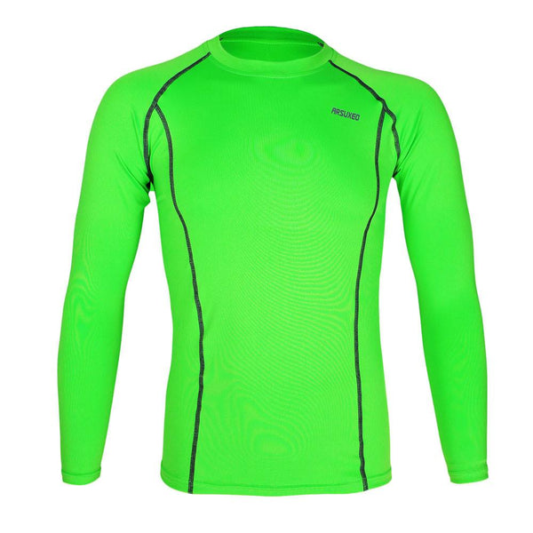 Arsuxeo M-XXL Men Cycling Jersey Outdoor Running Fitness Bicycle Long Sleeve Shirt Baselayer Underwear Quick Dry Shirt Ciclismo