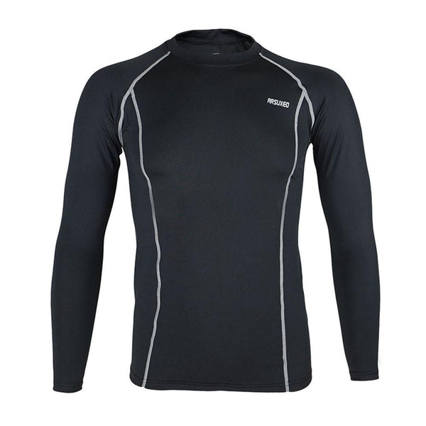 Arsuxeo M-XXL Men Cycling Jersey Outdoor Running Fitness Bicycle Long Sleeve Shirt Baselayer Underwear Quick Dry Shirt Ciclismo