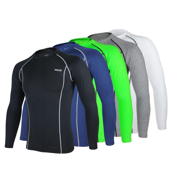 Arsuxeo M-XXL Men Cycling Jersey Outdoor Running Fitness Bicycle Long Sleeve Shirt Baselayer Underwear Quick Dry Shirt Ciclismo