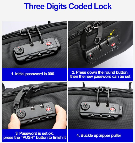 BOPAI Luxury Coded Lock Backpack for Travelling Business Men's USB Charge Port Backpack Anti Theft Women Backpack Waterproof