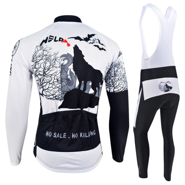 BXIO Cycling Jersey Long Sleeve Cycling Sets Kit Wolf Printed Autumn Sport Clothing Roupas De Ciclismo Mallot Hombre 068