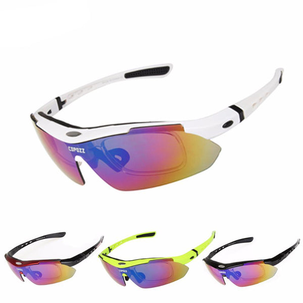 COPOZZ cycling glasses Bicycle sports MTB polarized sunglasses for men Anti UV protection goggles 3 lenses myopia frame