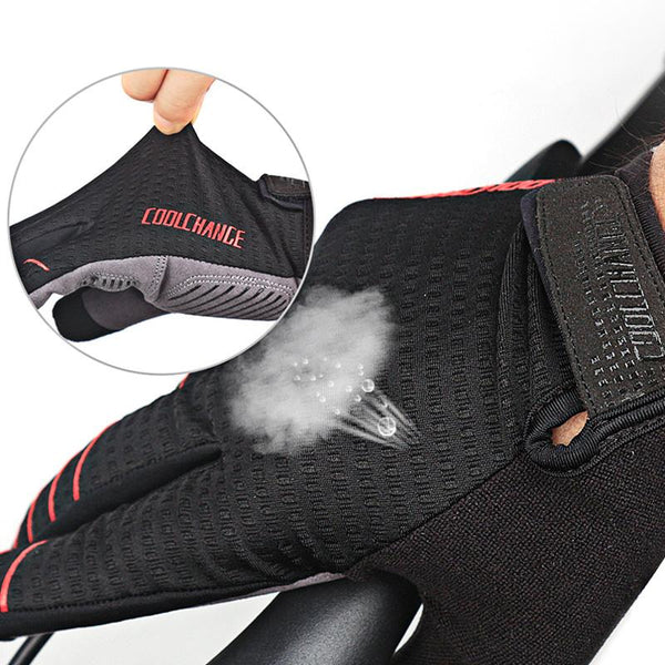 CoolChange Cycling Gloves Full Finger Sport Shockproof MTB Bike Touch Screen Gloves Man Woman Bicycle Sponge Long Finger Glove