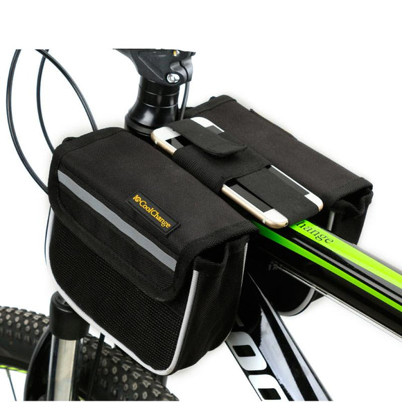 CoolChange High Quality Cycling Bike Front Frame Bag Tube Pannier Double Pouch for Cellphone Bicycle Accessories Riding Bag