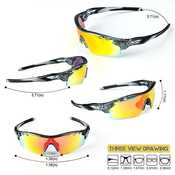 CoolChange Polarized Cycling Glasses Bike Outdoor Sports Bicycle Sunglasses Goggles 5 Groups of Lenses Eyewear Myopia Frame