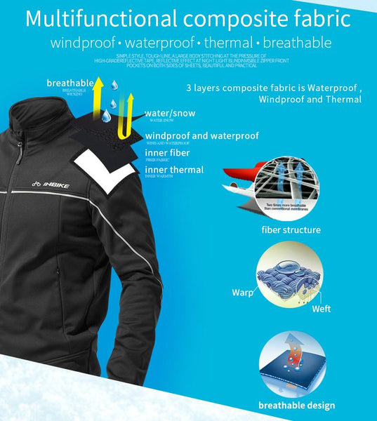 INBIKE Winter Cycling Jacket Fleece Warm Thermal Jacket Solid Windbreaker Soft Shell Atheletic Jacket Climbing Hiking Bike Suit