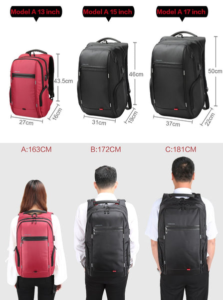 Kingsons Brand 15.6'' Men Laptop Backpack External USB Charge Antitheft Computer Backpacks Male Waterproof Bags