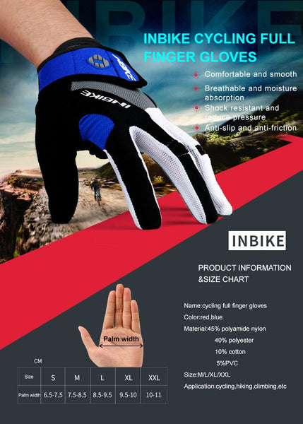 INBIKE Full Finger Touch Screen Cycling Gloves MTB Bike Bicycle Gloves GEL Padded Outdoor Sport Fitness Gloves Bike Accessories