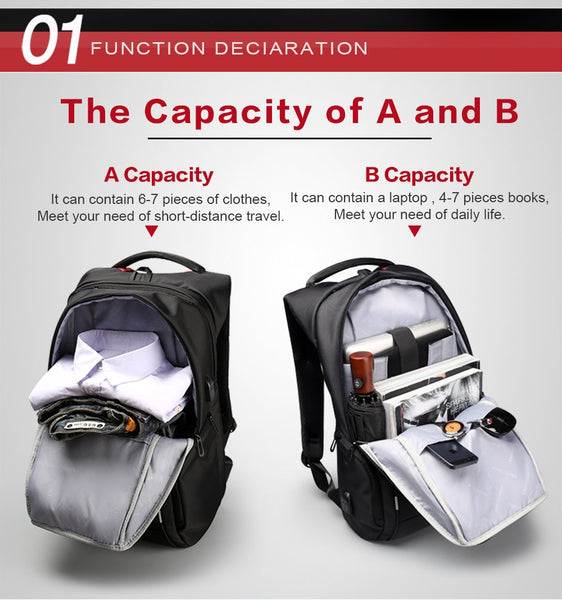 Kingsons Brand 15.6'' Men Laptop Backpack External USB Charge Antitheft Computer Backpacks Male Waterproof Bags