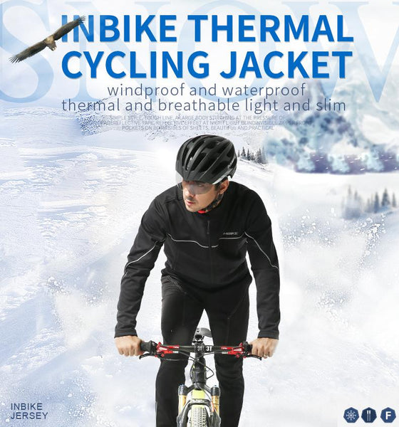 INBIKE Winter Cycling Jacket Fleece Warm Thermal Jacket Solid Windbreaker Soft Shell Atheletic Jacket Climbing Hiking Bike Suit