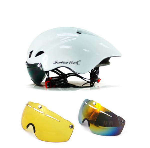 New Bicycle Helmet With Glasses 4 Colors Ultralight MTB Road Bike Helmet 57-61cm Adults Goggleses Casco Ciclismo Black Blue