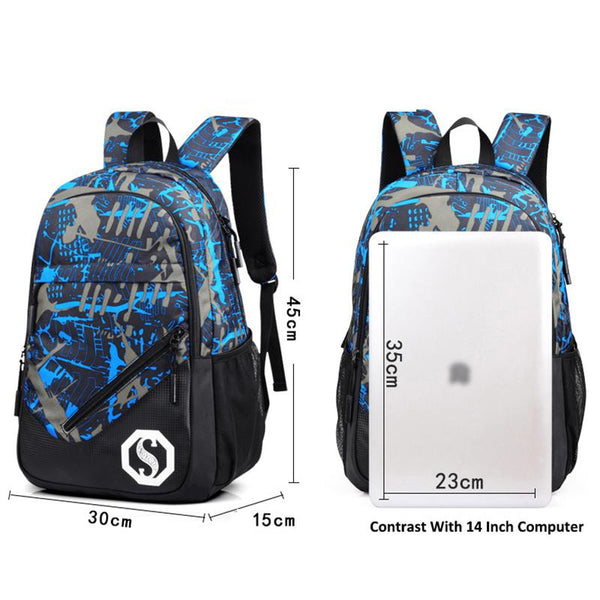 New Design USB Charging Men's Backpacks Male Casual Travel Luminous Mochila Teenagers Women Student School Bags Laptop Backpack