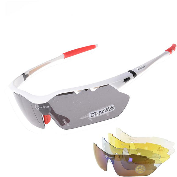 ROCKBROS Polarized Cycling Eyewear Cycling Glasses&5 Lens Bicycle Goggles Bike Eyewear UV400 Sports Sun Glasses TR90 4 Colors