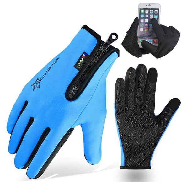 ROCKBROS Winter Gloves Fleece Thermal Warm Bike Sport Gloves Motorcycle Cycling Bicycle Equipment Gloves Full Finger Phone Glove