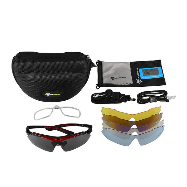 RockBros Polarized Cycling Bike Sun Glasses Outdoor Sports Bicycle Bike Sunglasses PC Goggles Eyewear 5 Lens Bicycle Accessory