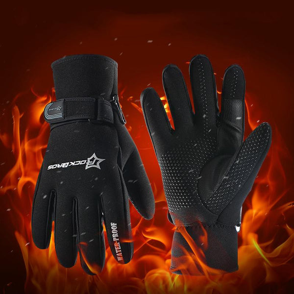 RockBros Winter Thermal Fleece Cycling Gloves -20 Degrees Celsius Waterproof MTB Bicycle Bike Gloves Sport Ski Motorcycle Gloves