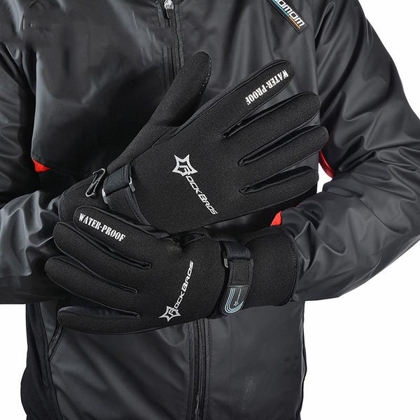 RockBros Winter Thermal Fleece Cycling Gloves -20 Degrees Celsius Waterproof MTB Bicycle Bike Gloves Sport Ski Motorcycle Gloves