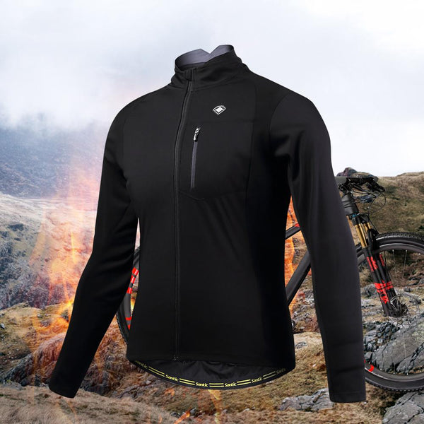 Santic Mens Cycling Jackets Cycling Windproof Jacket Coat Keep Warm Black Spring Autumn Winter Cycling Clothings KC6104H