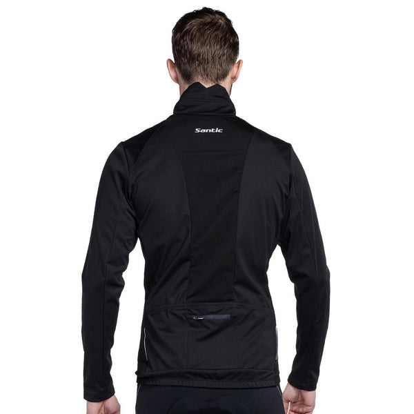 Santic Mens Cycling Jackets Cycling Windproof Jacket Coat Keep Warm Black Spring Autumn Winter Cycling Clothings KC6104H