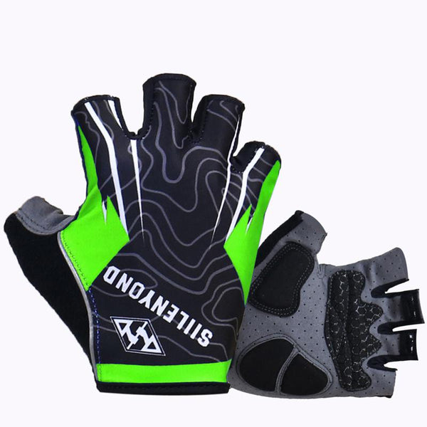 Siilenyond Kamiko 3D GEL Pad Bright Green Sport Gloves Half Finger MTB Bike Gloves Cycling Gloves Red Mountain Bicycle Gloves