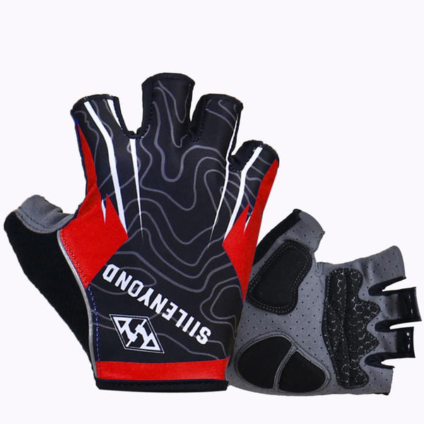 Siilenyond Kamiko 3D GEL Pad Bright Green Sport Gloves Half Finger MTB Bike Gloves Cycling Gloves Red Mountain Bicycle Gloves