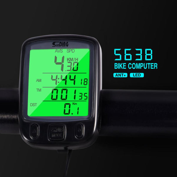 Sunding SD 563B Waterproof LCD Display Cycling Bike Bicycle Computer Odometer Speedometer with Green Backlight Hot sale