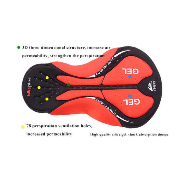 VEOBIKE High-quality Nylon Fabrics Bike Underwear High Elastic Breathable Jersey Silicon Gel 3D Padded Shorts Cycling Underwear