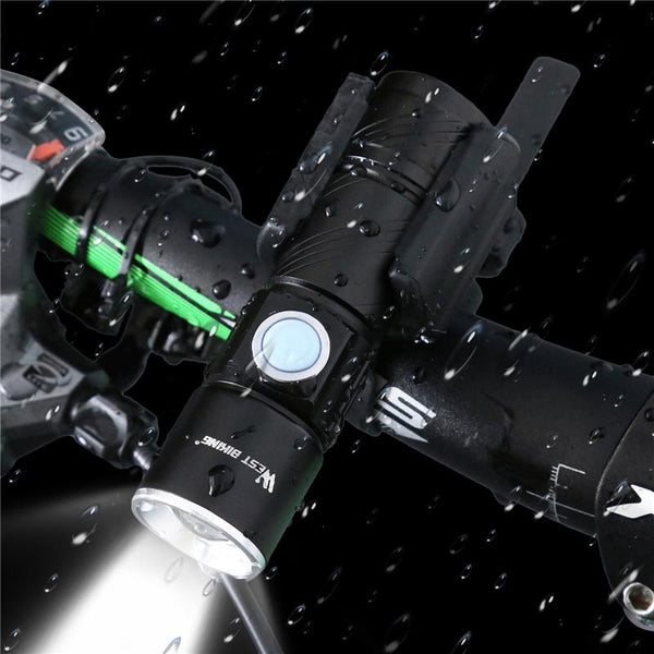 WEST BIKING Bike Light Ultra-Bright Stretch Zoom CREE Q5 200m Bicycle Front LED Flashlight Lamp USB Rechargeable Cycling Light