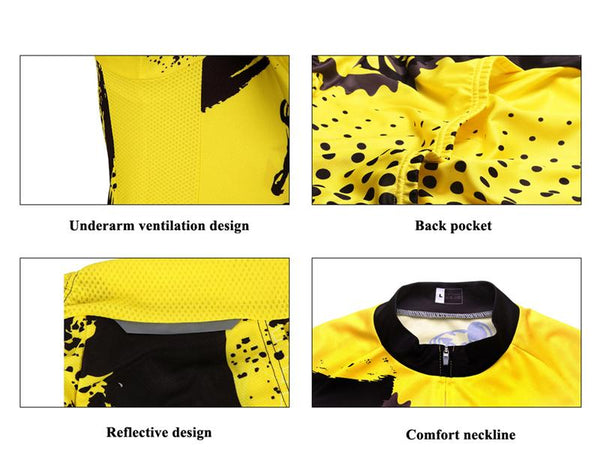 WEST BIKING Bike Short Sleeve Team Women/Men Yellow Spandex Cycling Jersey Tops/Short Sleeve Bike Clothing Summer Cycling Jersey