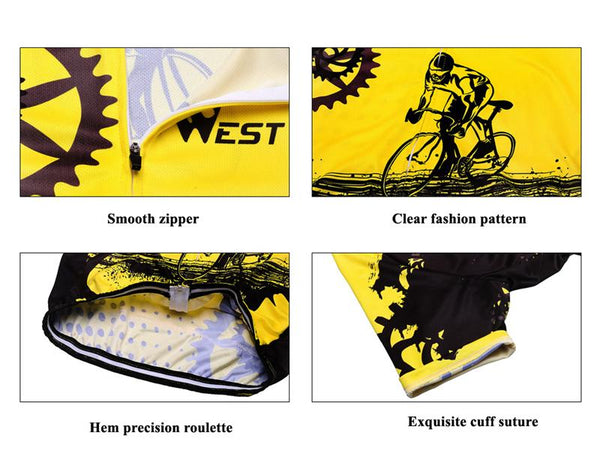 WEST BIKING Bike Short Sleeve Team Women/Men Yellow Spandex Cycling Jersey Tops/Short Sleeve Bike Clothing Summer Cycling Jersey