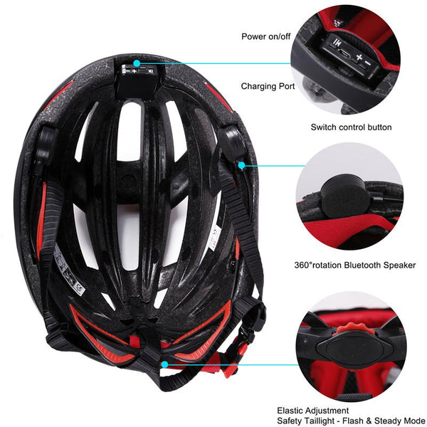 WEST BIKING Ultralight Bicycle Helmet Bluetooth Navigation USB Integrally-molded Cycling Helmets with Taillight EPS Bike Helmets