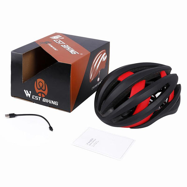 WEST BIKING Ultralight Bicycle Helmet Bluetooth Navigation USB Integrally-molded Cycling Helmets with Taillight EPS Bike Helmets
