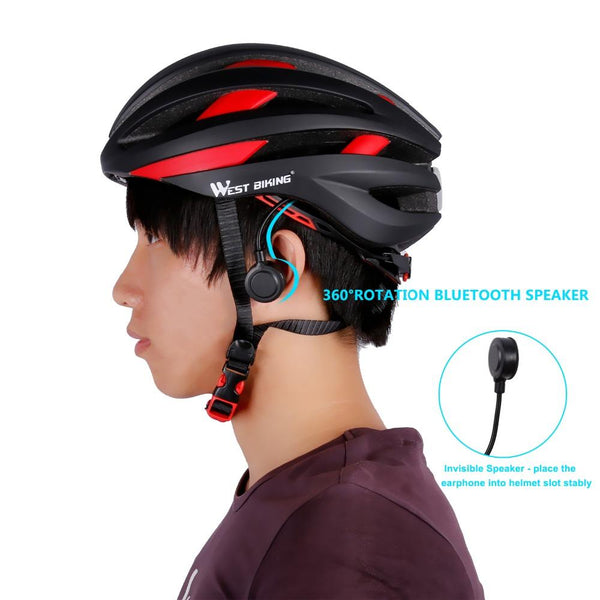WEST BIKING Ultralight Bicycle Helmet Bluetooth Navigation USB Integrally-molded Cycling Helmets with Taillight EPS Bike Helmets