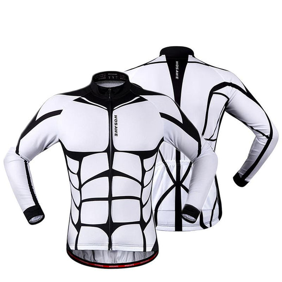 WOSAWE 100% POLYESTER Men's Cycling Jersey Long Sleeve Outdoor Sports Bicycle Cycle Clothing Quk Dry Riding Clothes
