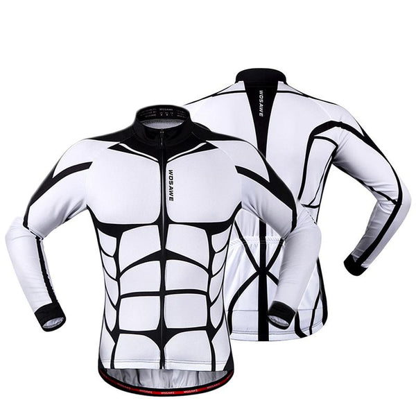 WOSAWE 100% POLYESTER Men's Cycling Jersey Long Sleeve Outdoor Sports Bicycle Cycle Clothing Quk Dry Riding Clothes