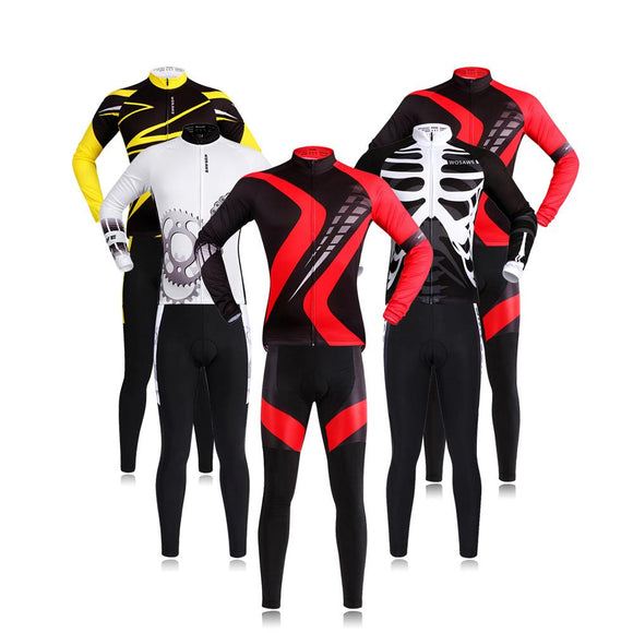 WOSAWE Pro Long Sleeve Cycling Jersey Sets Breathable 3D Padded Sportswear Mountain Bicycle Bike Apparel Cycling Clothing