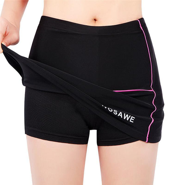 WOSAWE Women Cycling Shorts Skirts 4D Padded Gel Black Underpant Bicycle Bike Underwear Size S-XL