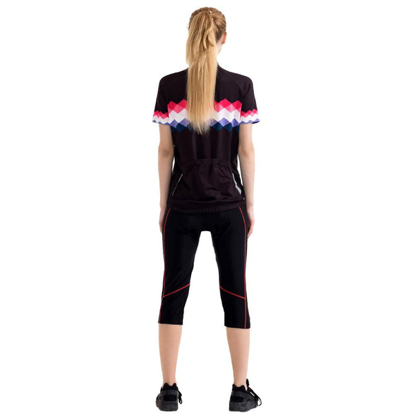 WOSAWE Women's Summer Cycling Jersey Sets with 3/4 Trousers Road Mountain MTB Bike Bicycle Sports Cycling Clothing Short Sleeve