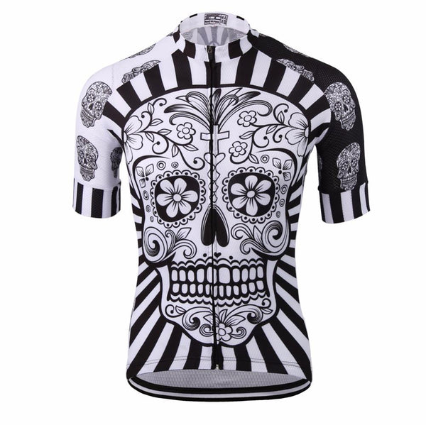 White skull sublimation printing cycling jersey