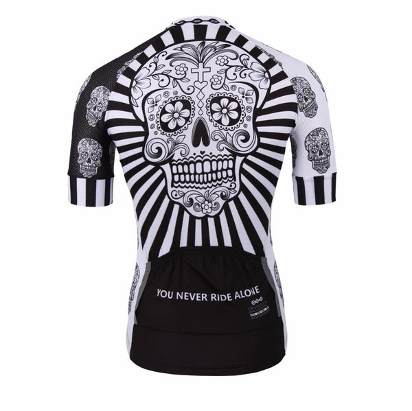 White skull sublimation printing cycling jersey wear/best 2017 pro polyester cycling clothing/summer men quick dry bicycle wear