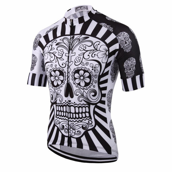 White skull sublimation printing cycling jersey