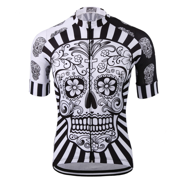 White skull sublimation printing cycling jersey wear/best 2017 pro polyester cycling clothing/summer men quick dry bicycle wear