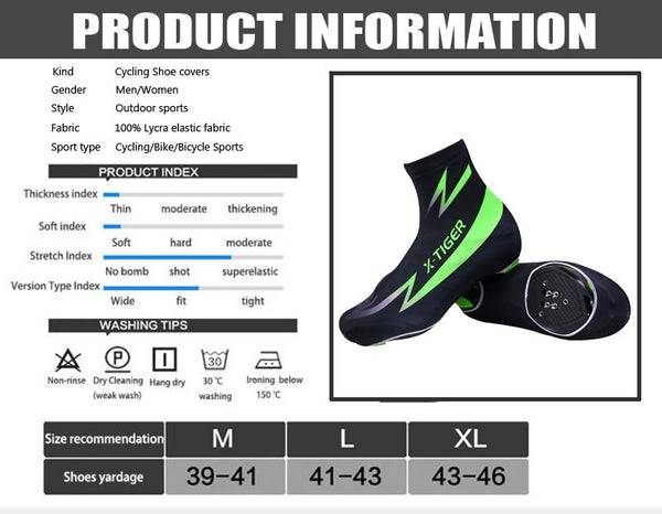 X-TIGER 2016 Modesti Bright Green Cycling Shoe Cover Mountain Bike Shoe Covers Cycling Zippered Bicycle Overshoes Sportwear