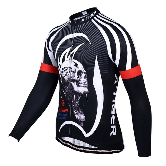 X-Tiger 100% Polyester Men's Cycling Jersey Long Sleeve Ropa Ciclismo Bicycle Clothing Quick Dry Riding Clothes