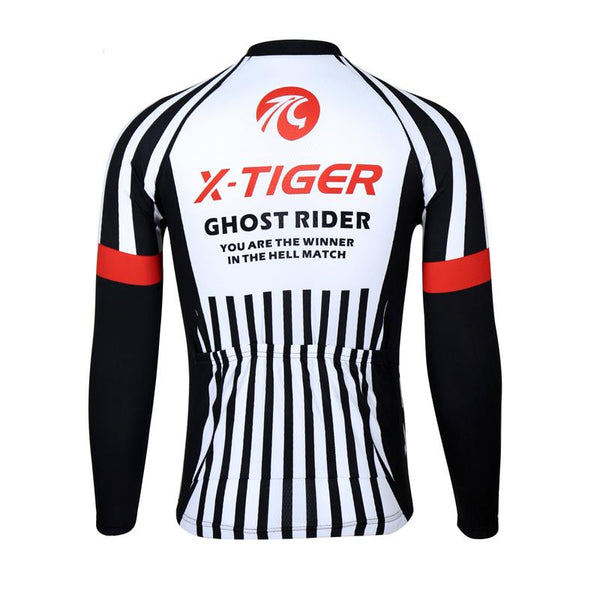 X-Tiger 100% Polyester Men's Cycling Jersey Long Sleeve Ropa Ciclismo Bicycle Clothing Quick Dry Riding Clothes